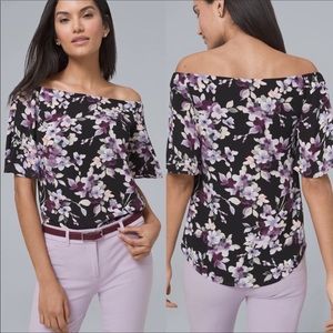 White House Black Market EUC floral off the shoulder blouse